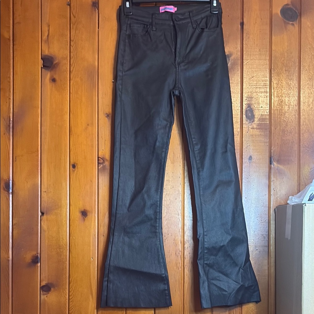 Edikted Women's S Black Luna Faux Leather Flare Jeans - Picture 2 of 7